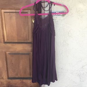 Purple Boho Halter Dress